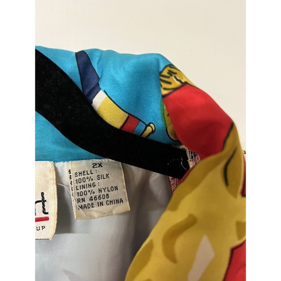 Lady C.A. Sport Jacket Womens 2X Vintage Silk Bold Print Shoulder Pads Nautical - Picture 4 of 12